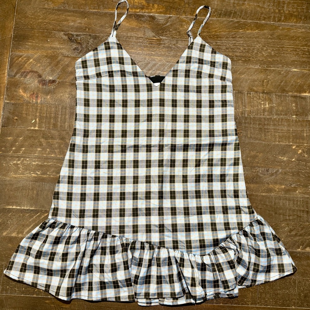Lovers + Friends Revolve Owen Mini Dress in Blue Plaid Y2k 90’s Sz S Grunge - Picture 2 of 12